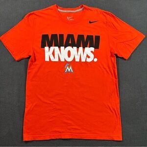 Nike Miami Marlins Miami Knows Shirt Mens Large Orange MLB Tee